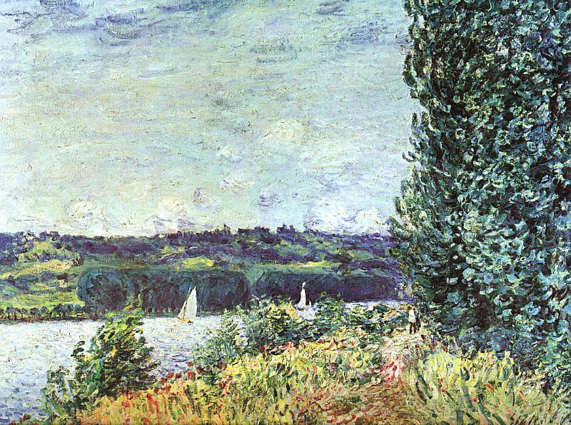 Alfred Sisley The Banks of the Seine : Wind Blowing Spain oil painting art